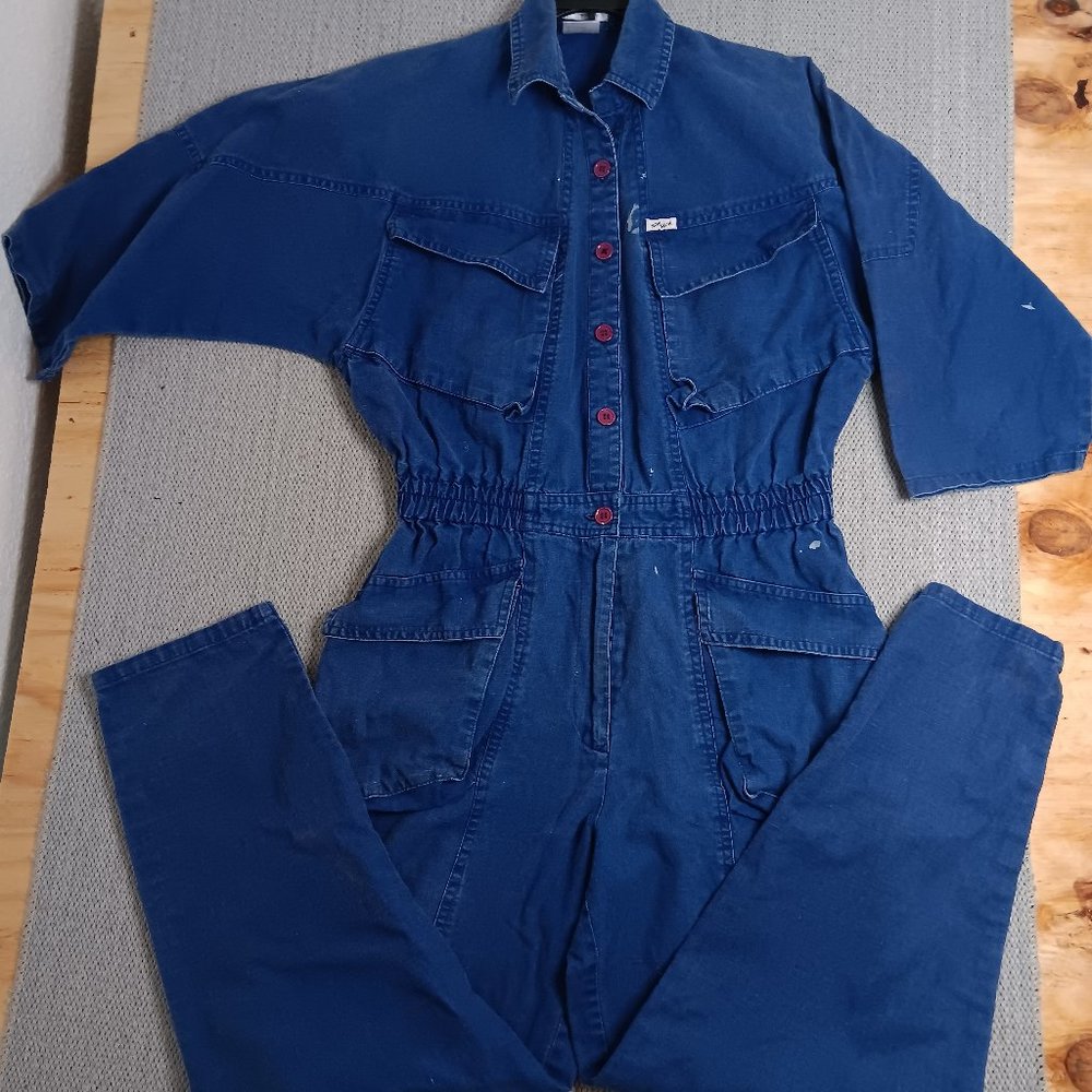 Vintage Nok Nok Coveralls Womens Jumper Work/Painted Navy M